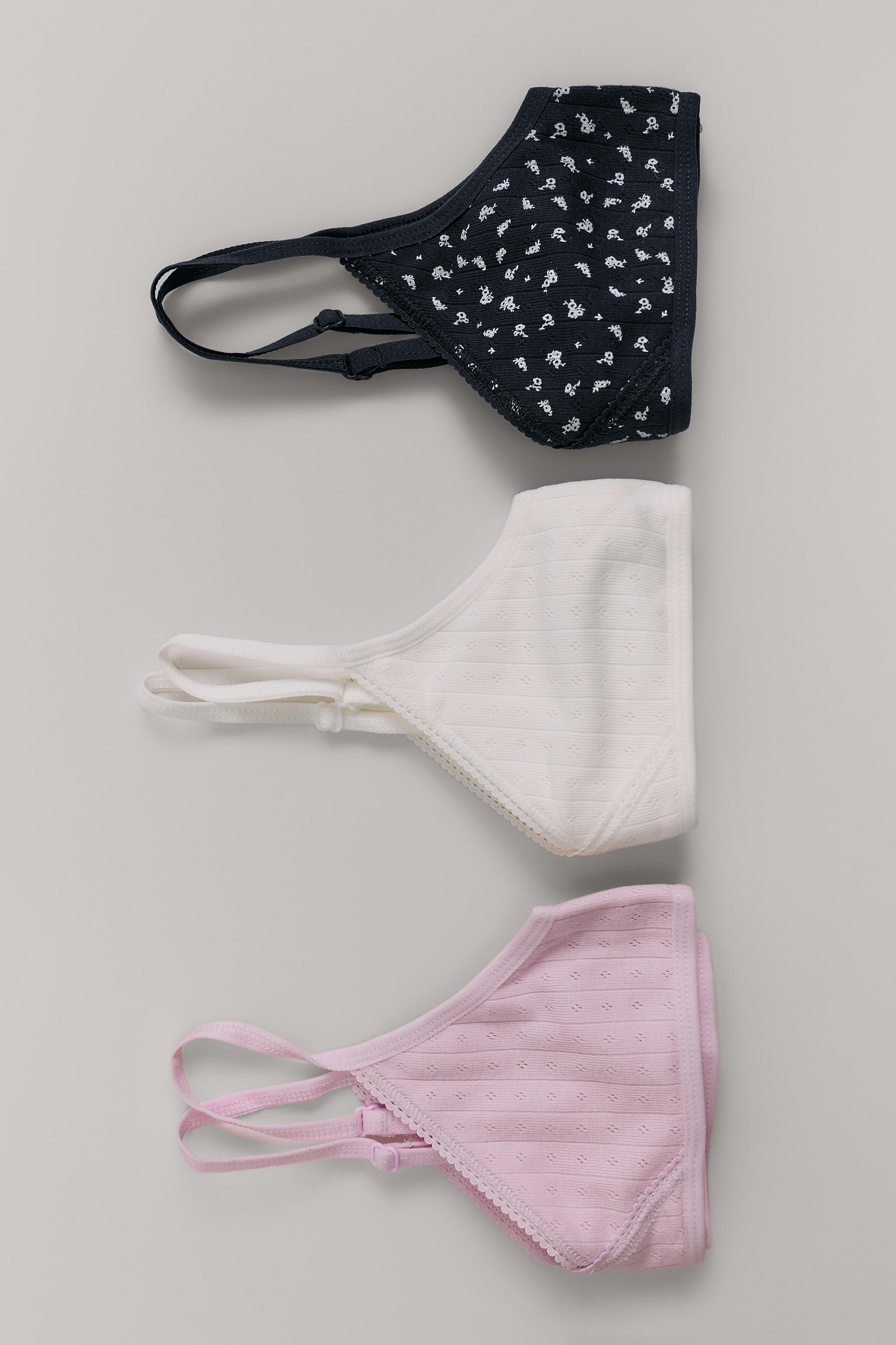 AGES 9-14 / 3-PACK OF FLORAL POINTELLE TOPS — Multicolored