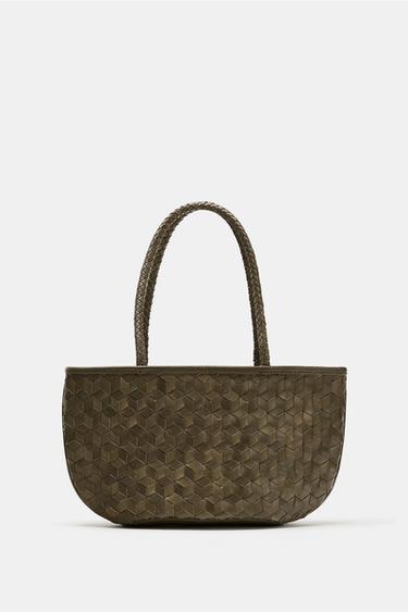 BRAIDED LEATHER SHOULDER BAG - Green by Zara