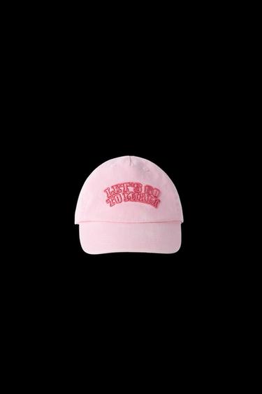 Zara EMBROIDERED VARSITY CAP - Pink