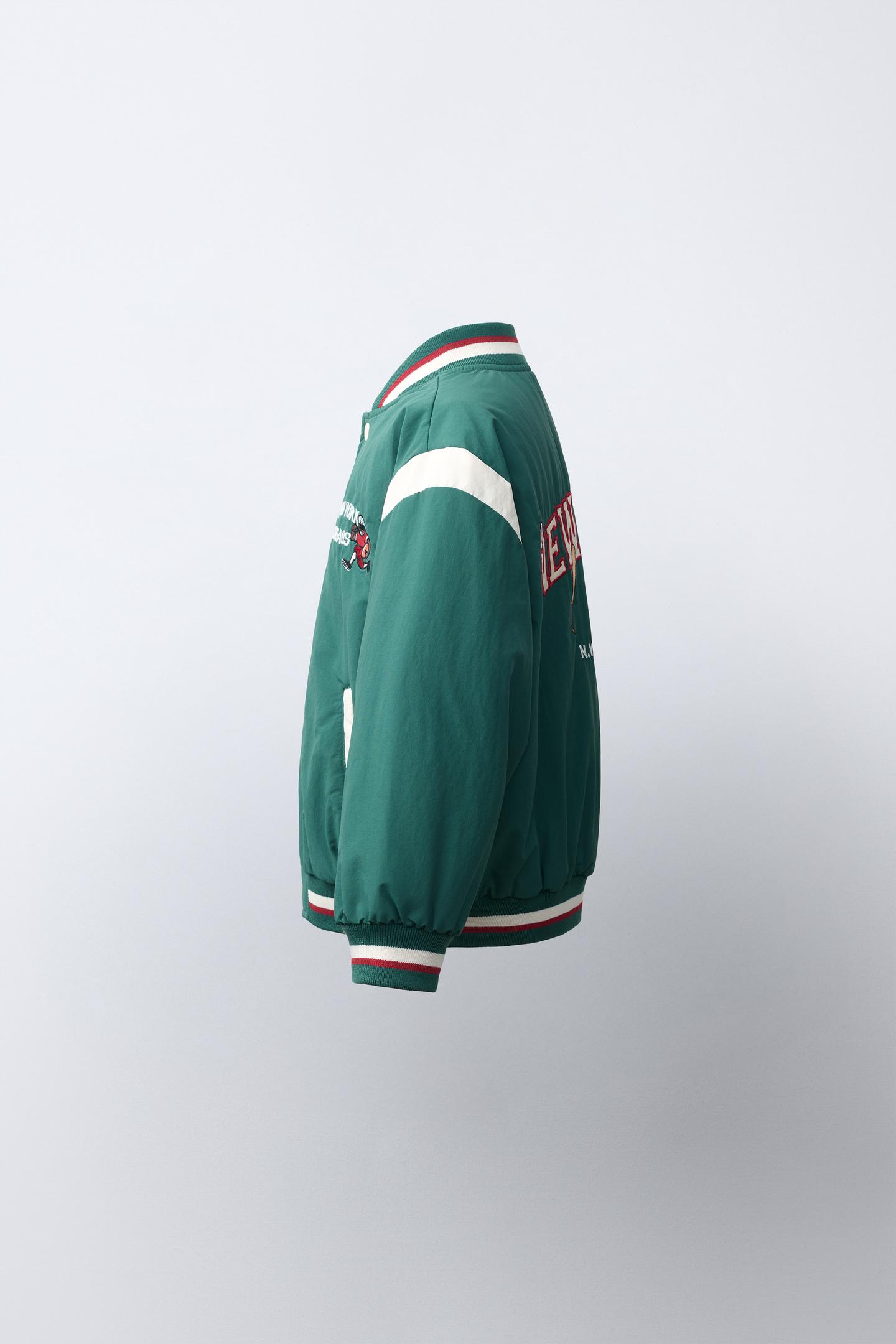 Куртка Zara Printed Bomber, цвет: Зелёный / Синий — фото 4
