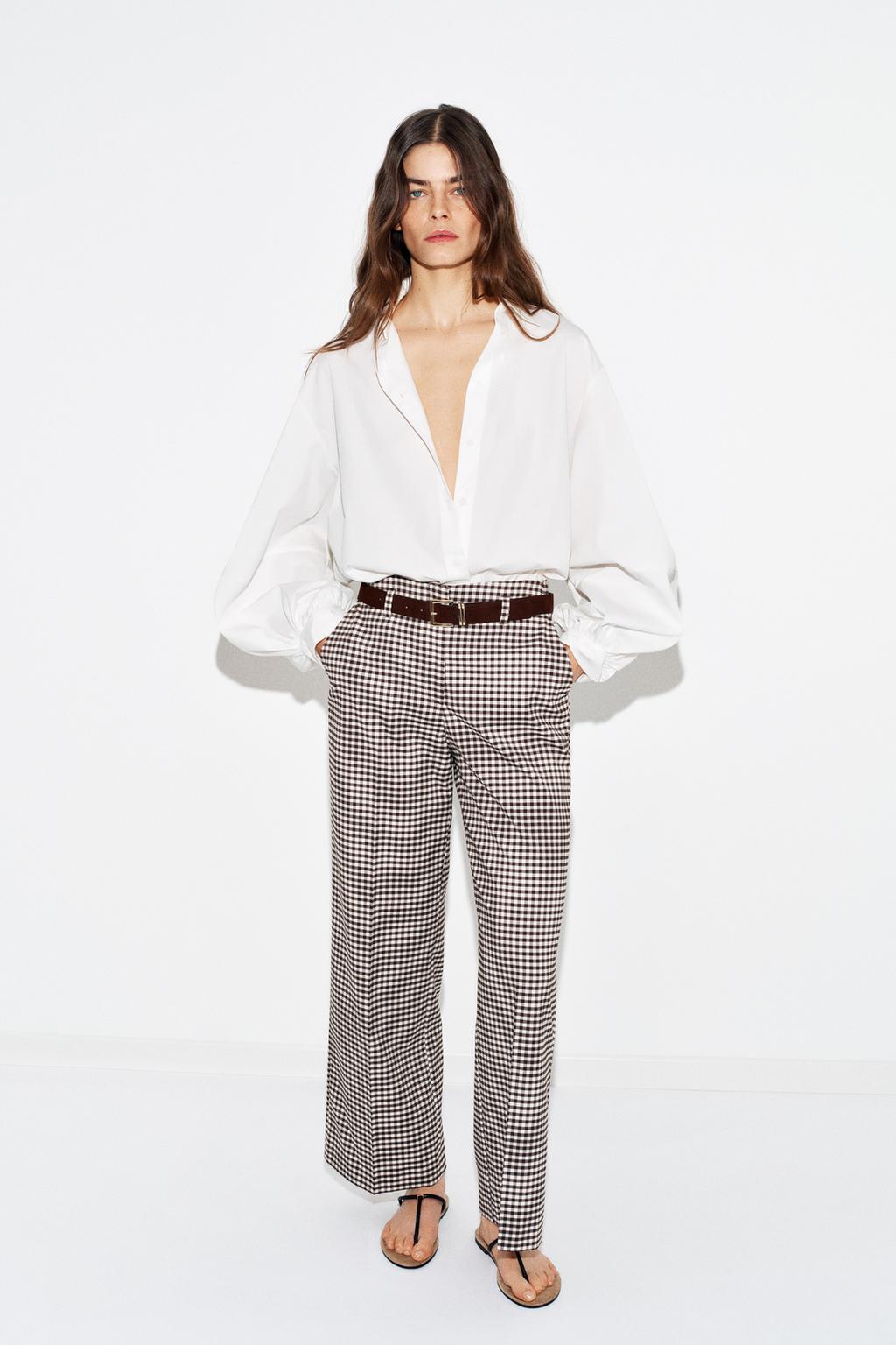 GINGHAM BELTED STRAIGHT PANTS - image 2