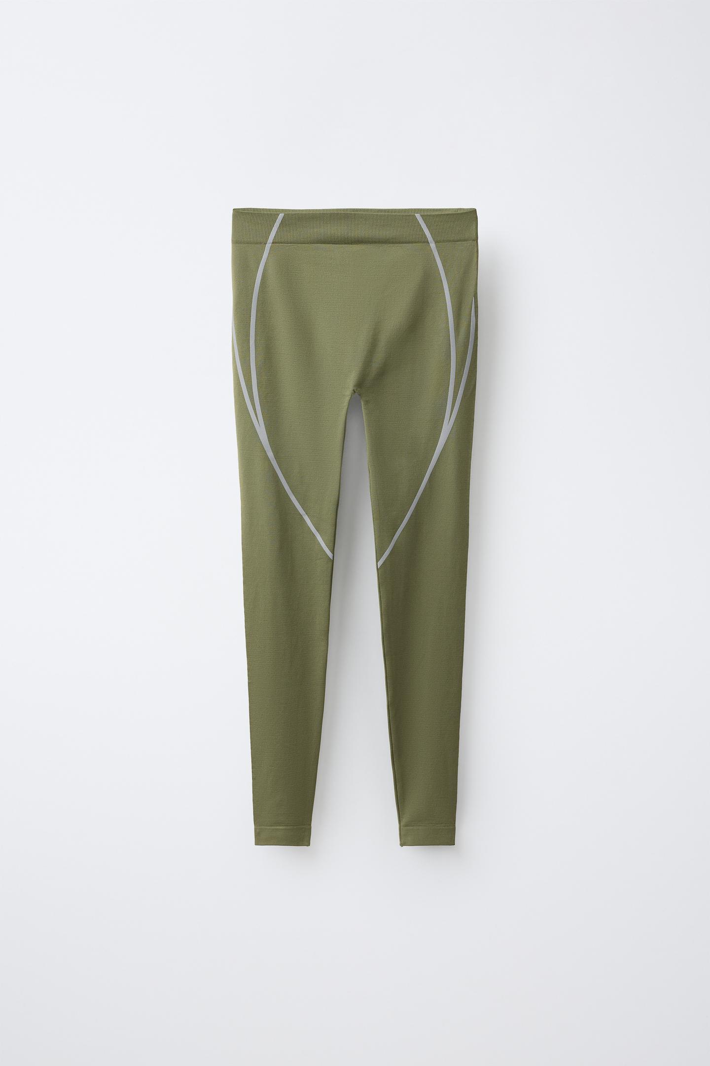 Детские леггинсы Zara Sporty Seamless, цвет: Хаки — фото 1