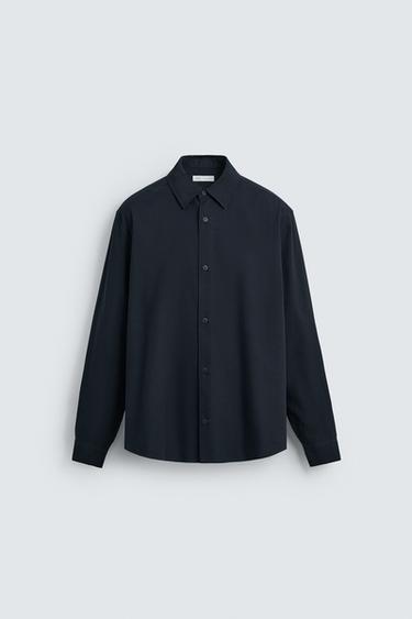 Zara TEXTURED SHIRT - Navy blue - Image 0