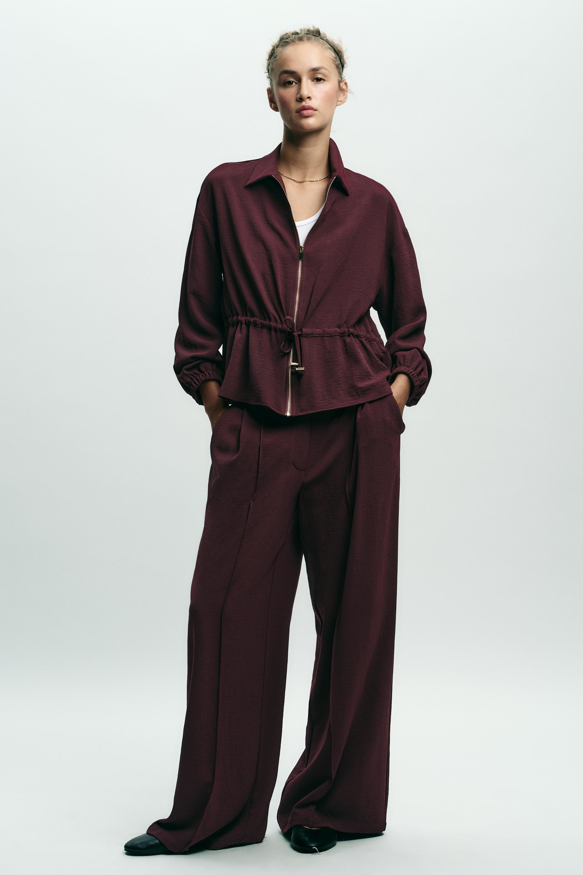 DRAWSTRING SAFARI JACKET - Burgundy | ZARA United States