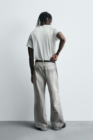 Zaras JEANS LOOSE FIT MED FÄRGSTÄNK - Grå
