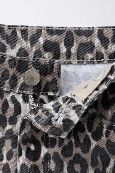 PANTALON DENIM WIDE LEG ANIMAL PRINT - Marron de Zara - Image 3