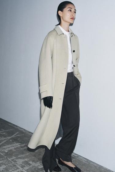 Zara ZW COLLECTION LIMITED EDITION LONG WOOL BLEND COAT - Ecru - Image 0