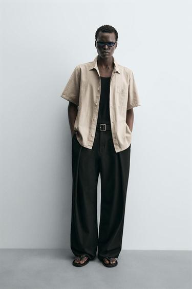 CAMISA ESTTRUCTURA BOLSILLO - Beige de Zara - Imagen 0