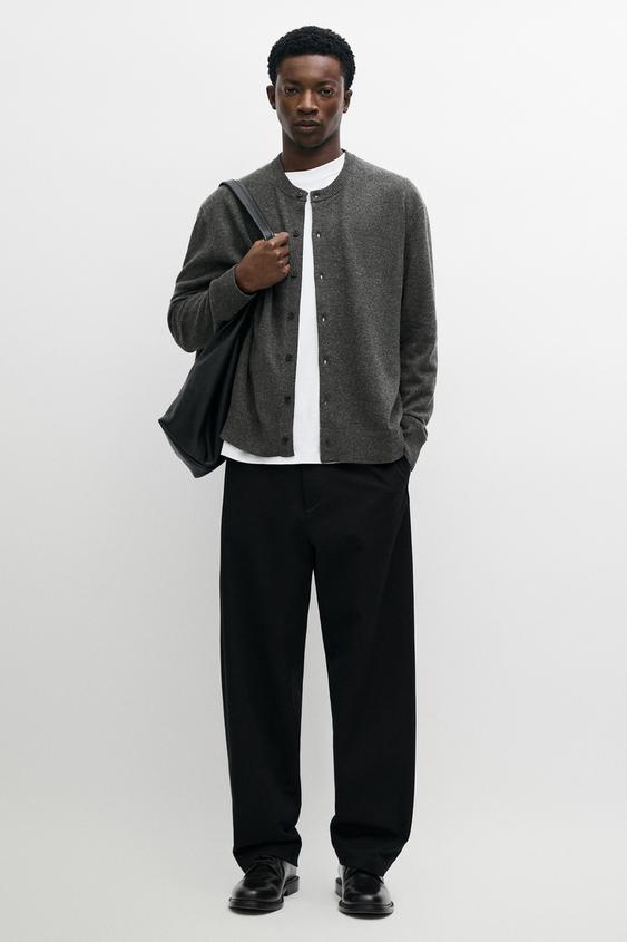 Zara 100% Wool Knit Button-Front Cardigan - Anthracite Gray - Image 0
