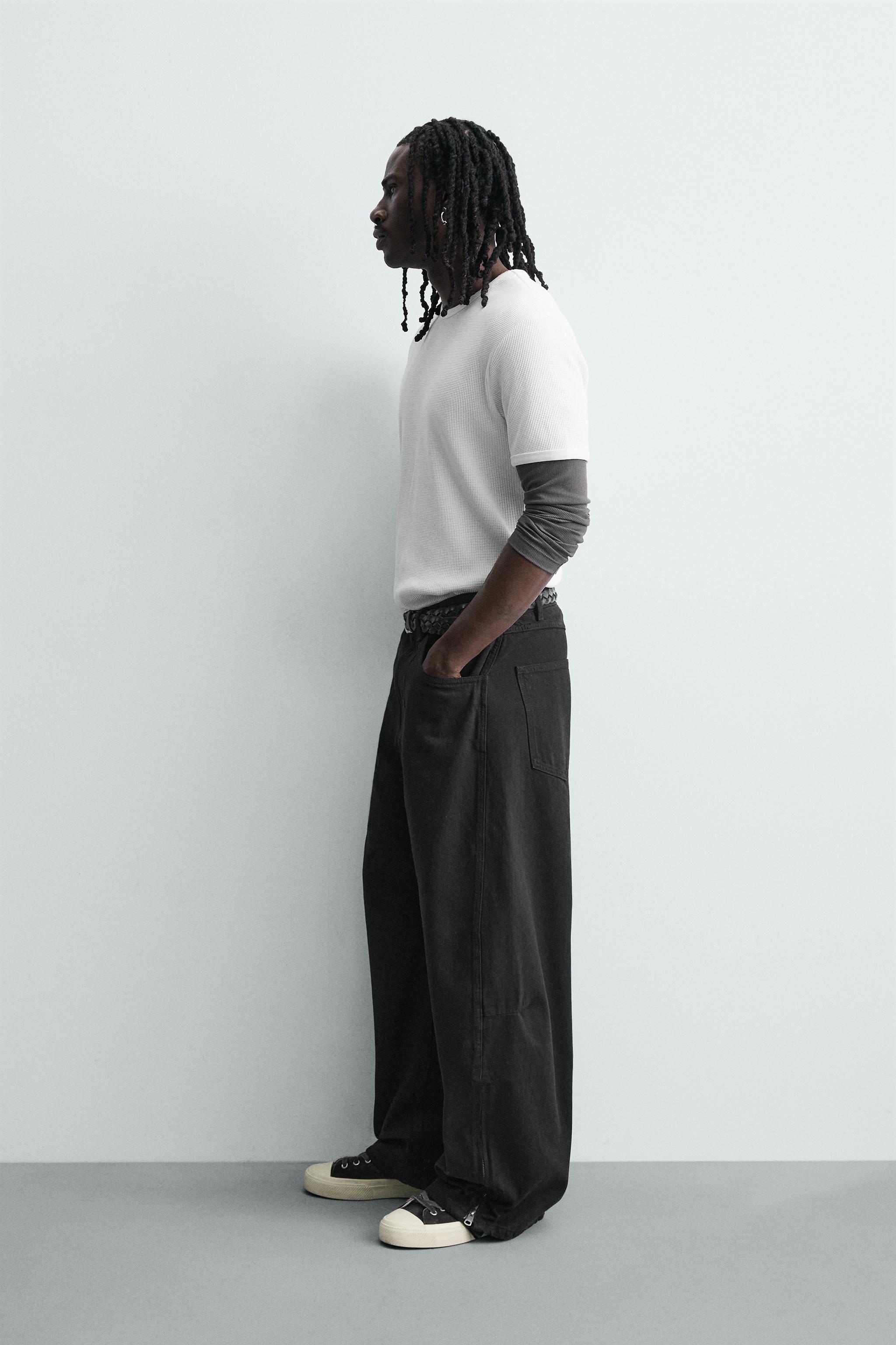 ZIPPERED BALLOON FIT JEANS