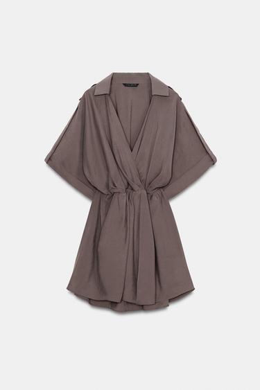 SHORT WRAP DRESS - Brown by Zara - Image 4