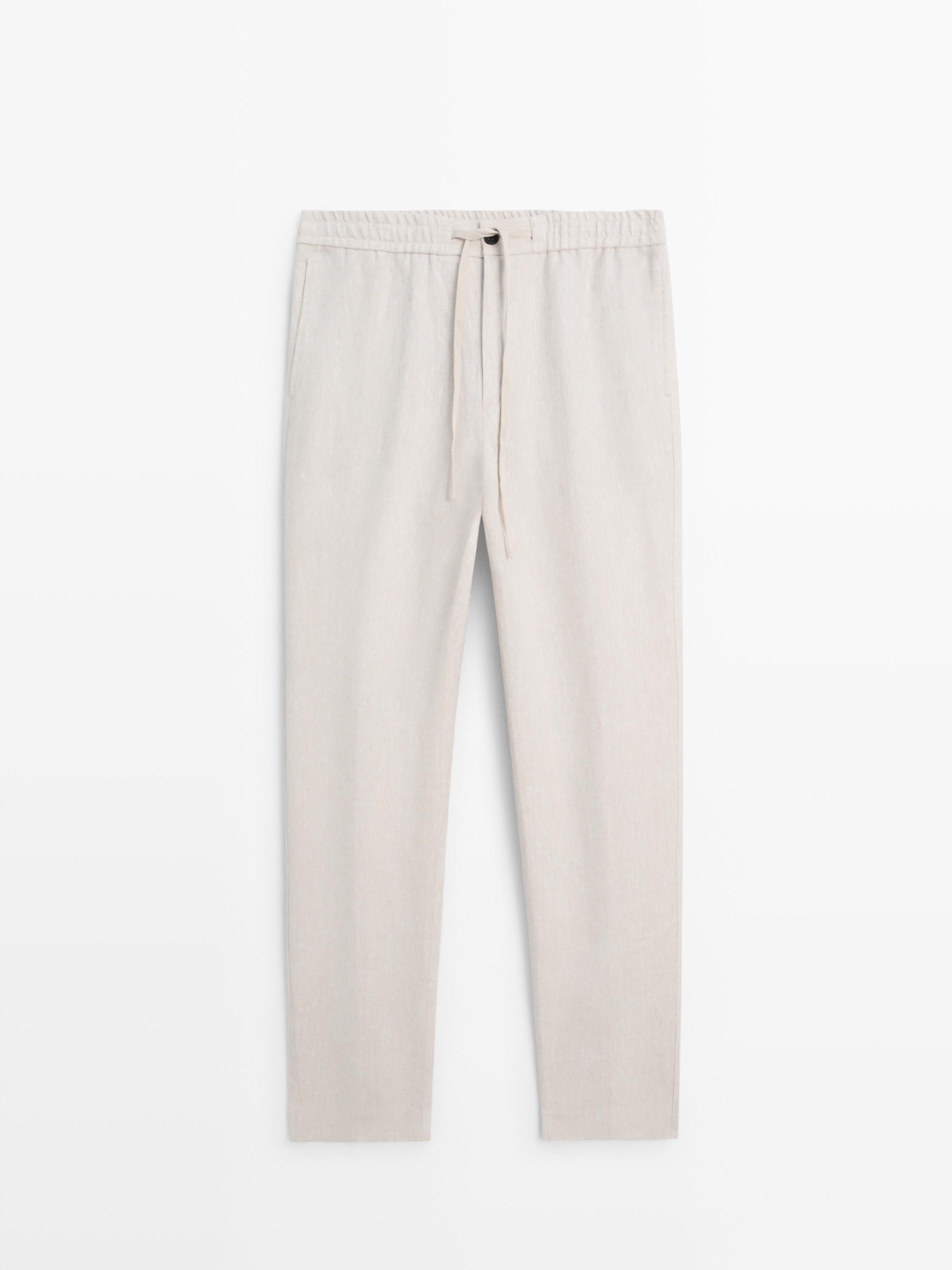 Linen jogger fit trousers
