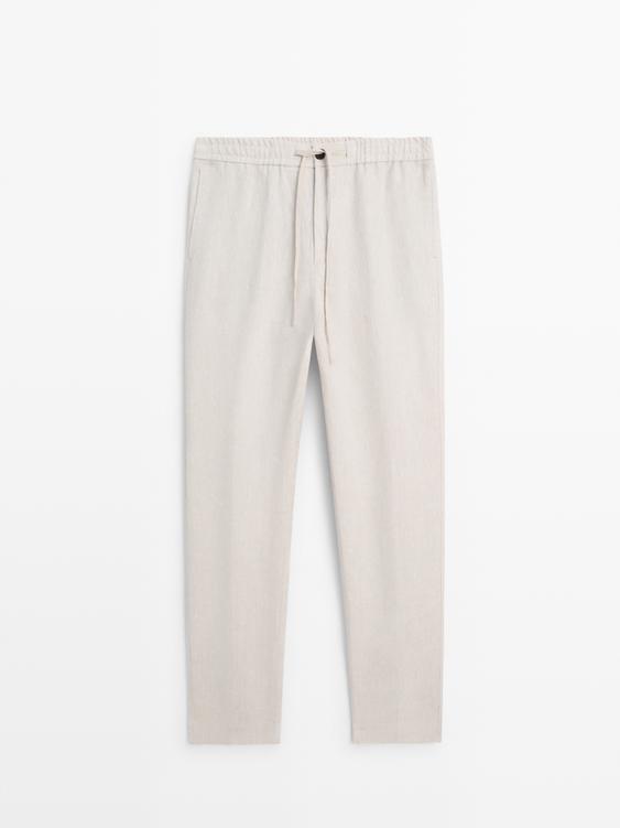 Linen jogger fit trousers