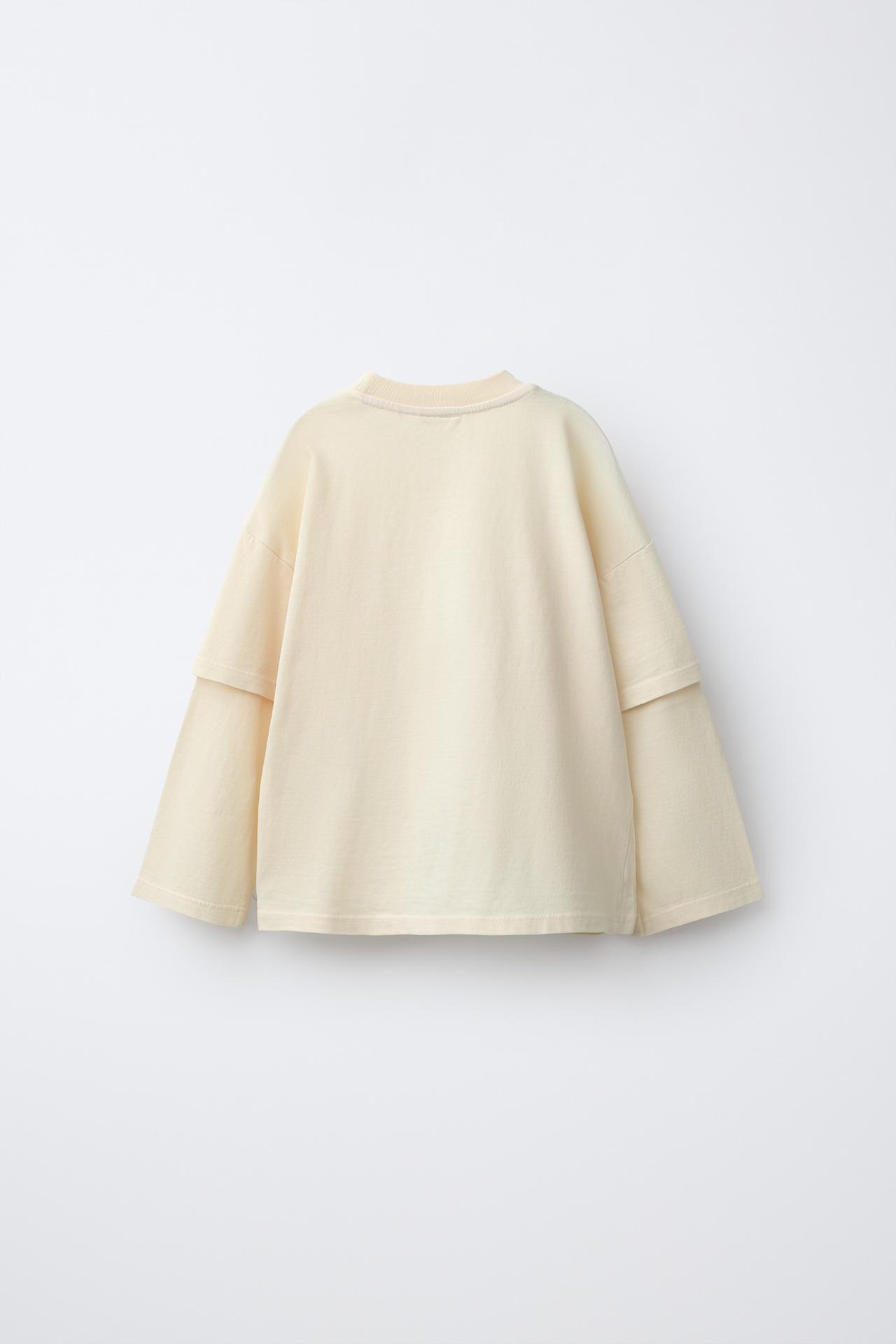 DOUBLE LONG-SLEEVE T-SHIRT — Ecru