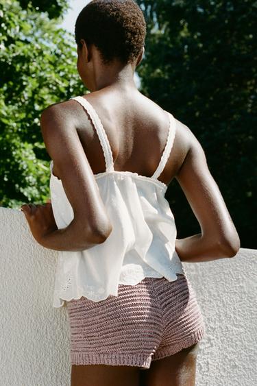 TOP BRODÉ FLEURS - Blanc cassé de Zara - Image 2