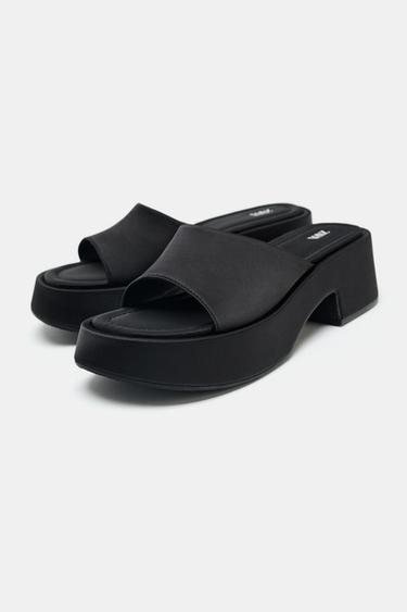 SANDALES SATINÉES CHUNKY - Noir de Zara - Image 5