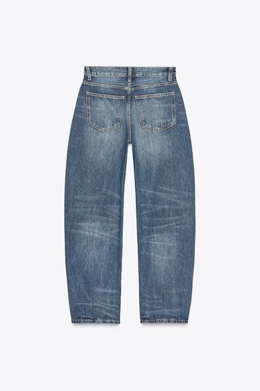 HIGH-WAIST TRF BARREL JEANS - Navy blue by Zara - Image 1