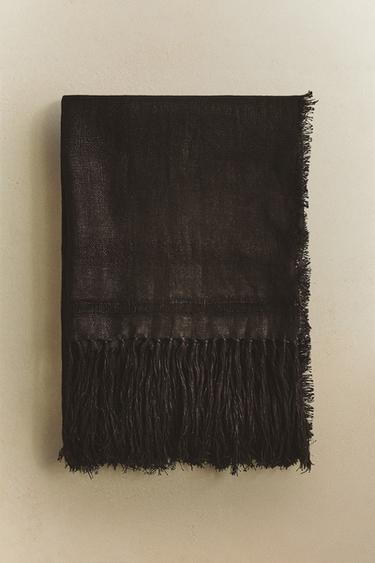 PLAID LIN FRANGES - Marron foncé de Zara - Image 5