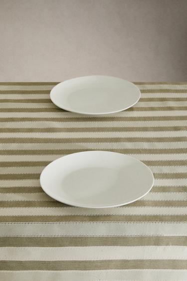 STRIPED TABLECLOTH WITH LACE TRIM - GREENISH by Zara - Image 1
