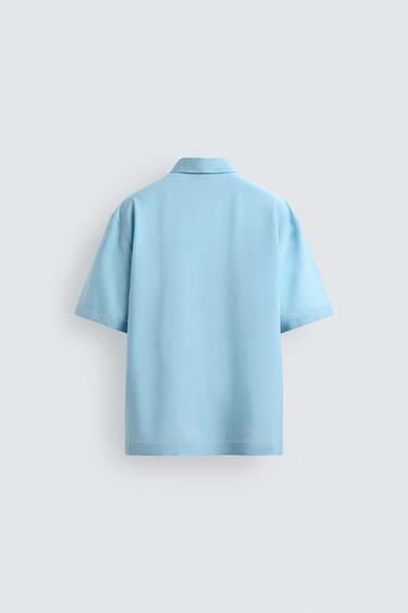 CHEMISE POLO FLUIDE EN VISCOSE MÉLANGÉE - Bleu ciel de Zara - Image 7