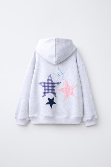 STAR PATCH HOODIE — Gray marl 2