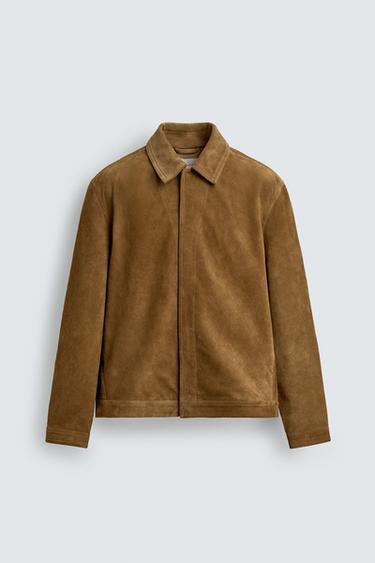 ÁO KHOÁC DÁNG SƠ MI DA LỘN REGULAR FIT - Thuốc lá từ Zara