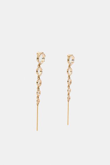 BEJEWELLED DANGLE EARRINGS - Golden by Zara - Image 4