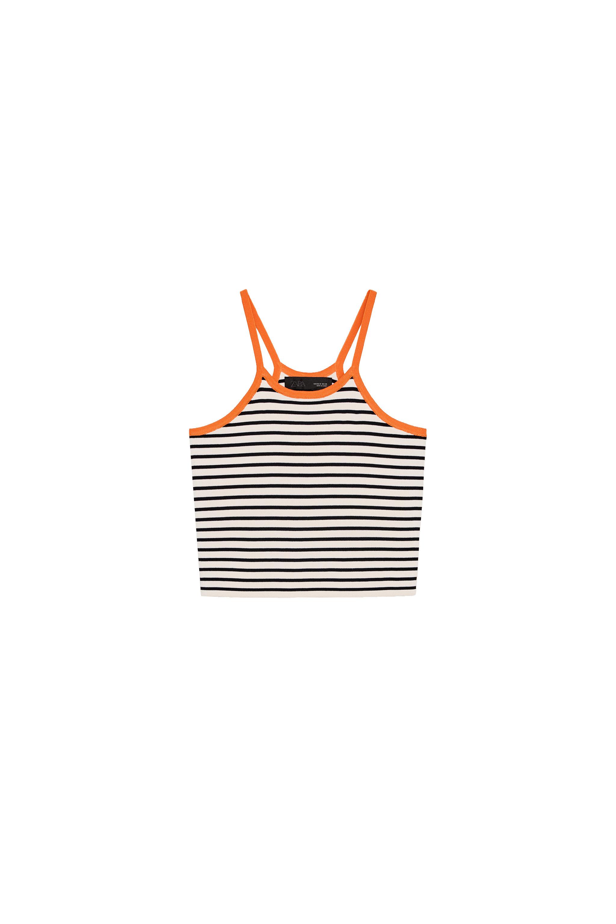 TOP CROPPED DE TRICÔ COM LISTRAS - listrado | ZARA Brasil