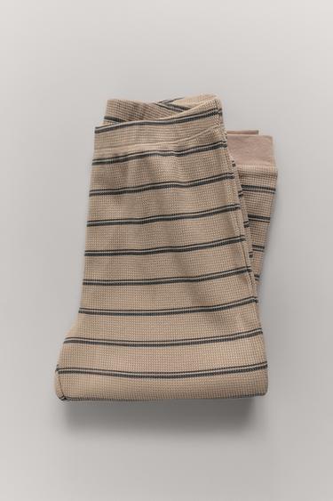 AGES 2-14/ STRIPED WAFFLE PYJAMAS - WASHED PETROL by Zara