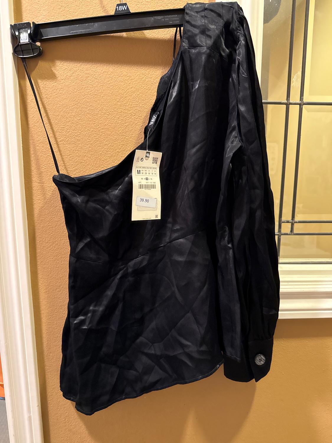 ASYMMETRIC SATEEN BLOUSE - Image 3