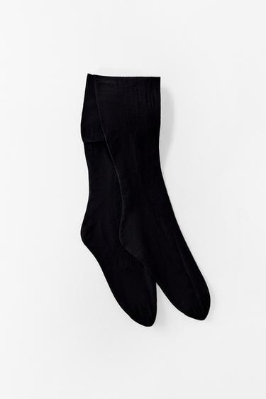 Zara PLAIN BASIC TIGHTS - Black