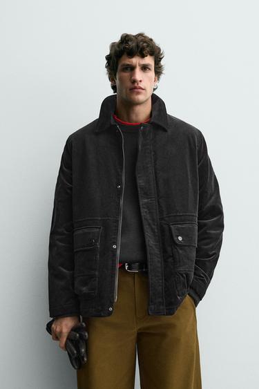 CORDUROY JACKET WITH POCKETS - Charcoal by Zara