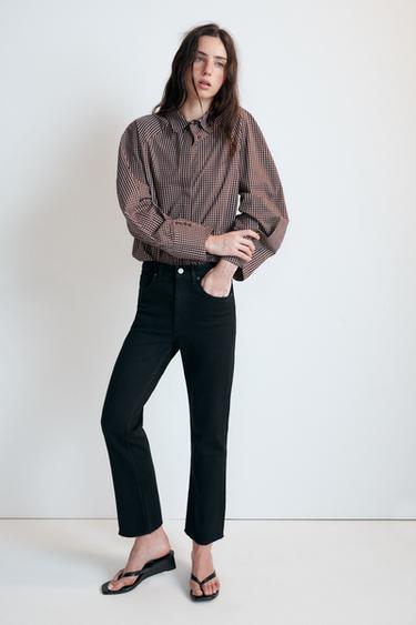 TRF CROPPED HIGH-WAIST FLARE JEANS - Black by Zara