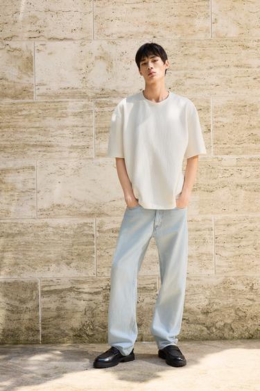 TEXTURED RELAXED FIT T-SHIRT - Oyster-white by Zara