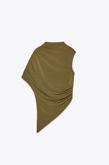 ASYMMETRIC TOP - Olive green by Zara