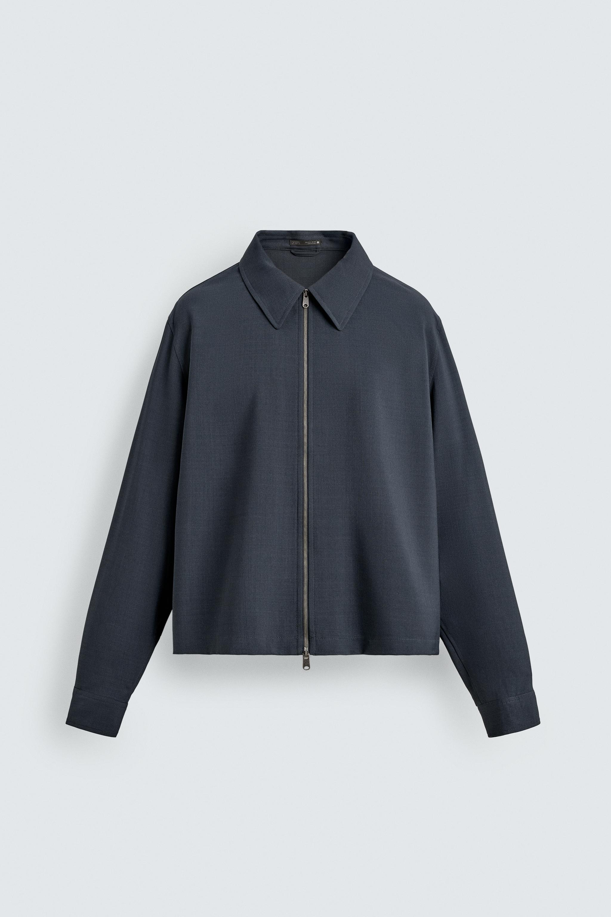 リラックスフィットジッパーシャツジャケット - テールブルー | ZARA 