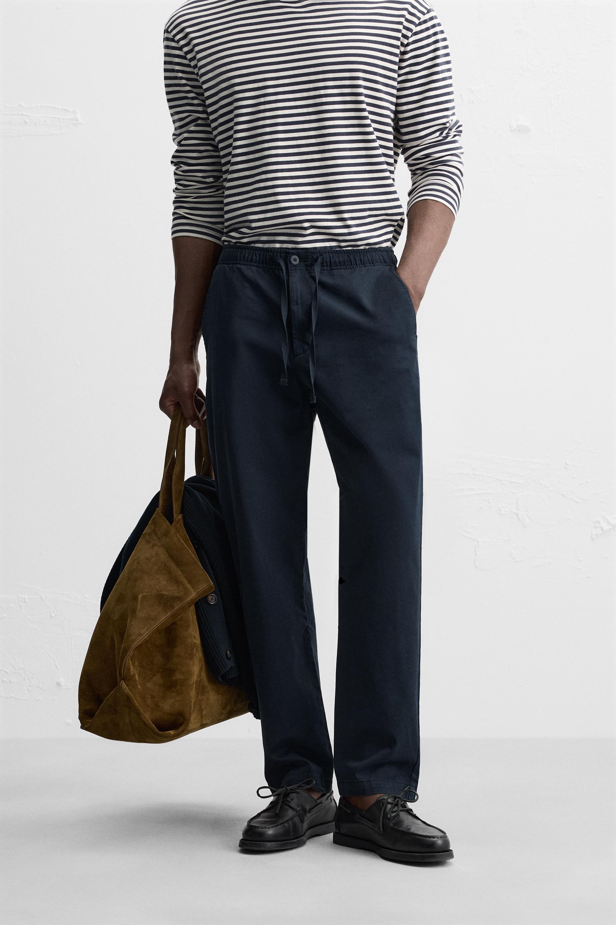 【送料&関税込】Prada Black Chenille Joggers REGULAR FIT JOGGER WAIST PANTS - Navy blue | ZARA United States