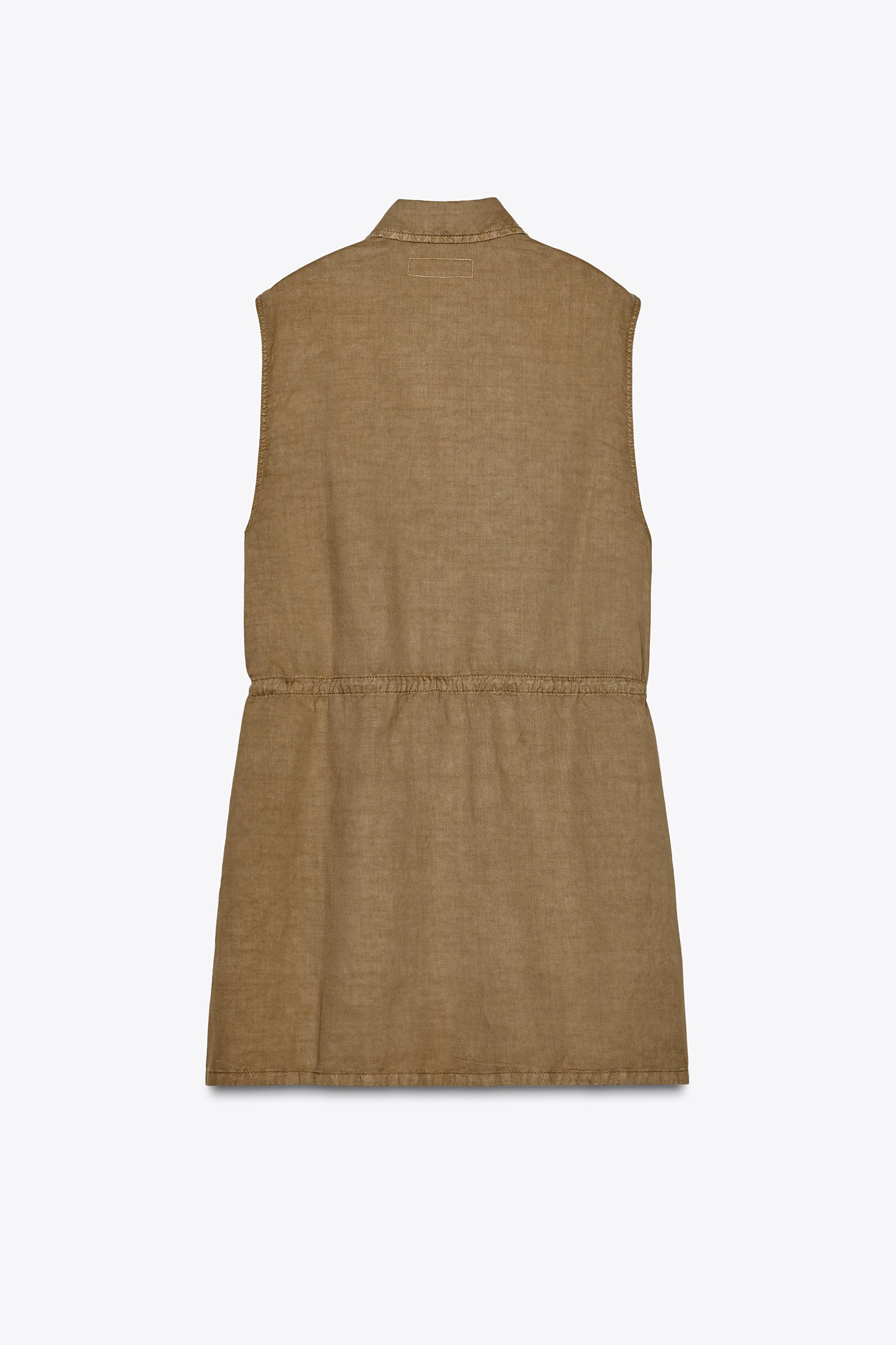 【ZARA】ポケット ショートワンピース 8197/085/707 ポケット ショートワンピース - ゴールデンブラウン | ZARA