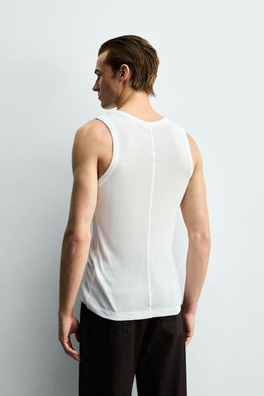 SLIM FIT TEXTURED VISCOSE TANK TOP - White by Zara - Image 2