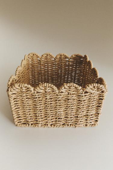 Zaras LITEN KORG MED VÅGFORMADE KANTER - Ljust beige