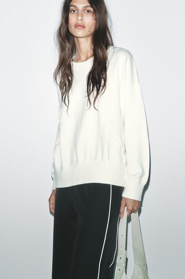 SUDADERA PUNTO LISO - Blanco roto de Zara