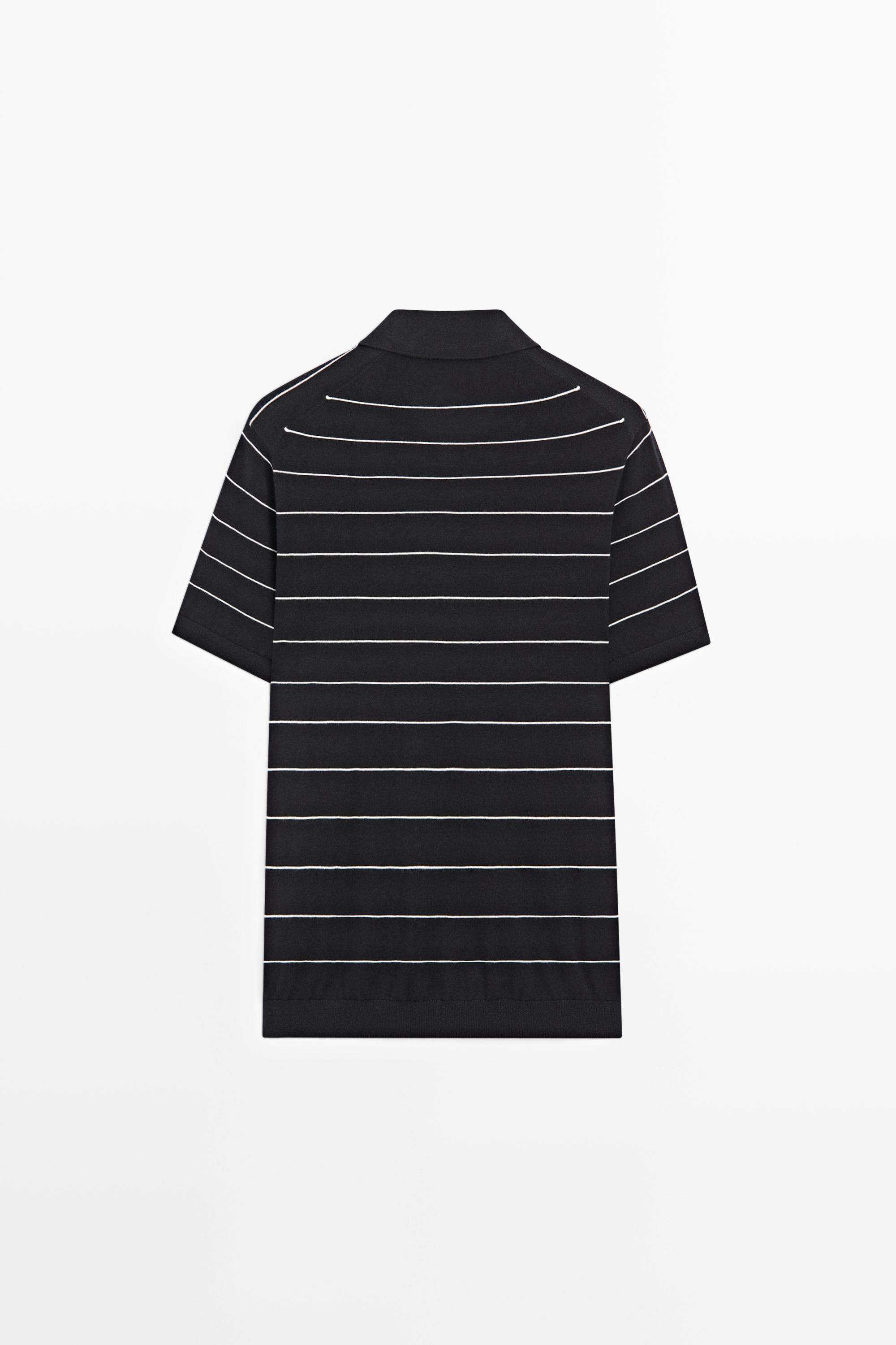 100% cotton striped knit polo sweater