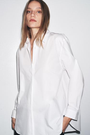 POPLIN SHIRT ZW COLLECTION - White by Zara - Image 4