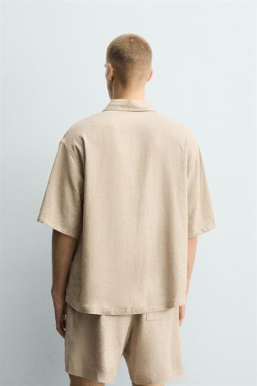 REGULAR FIT LINEN-VISCOSE POLO SHIRT - Sand by Zara - Image 2