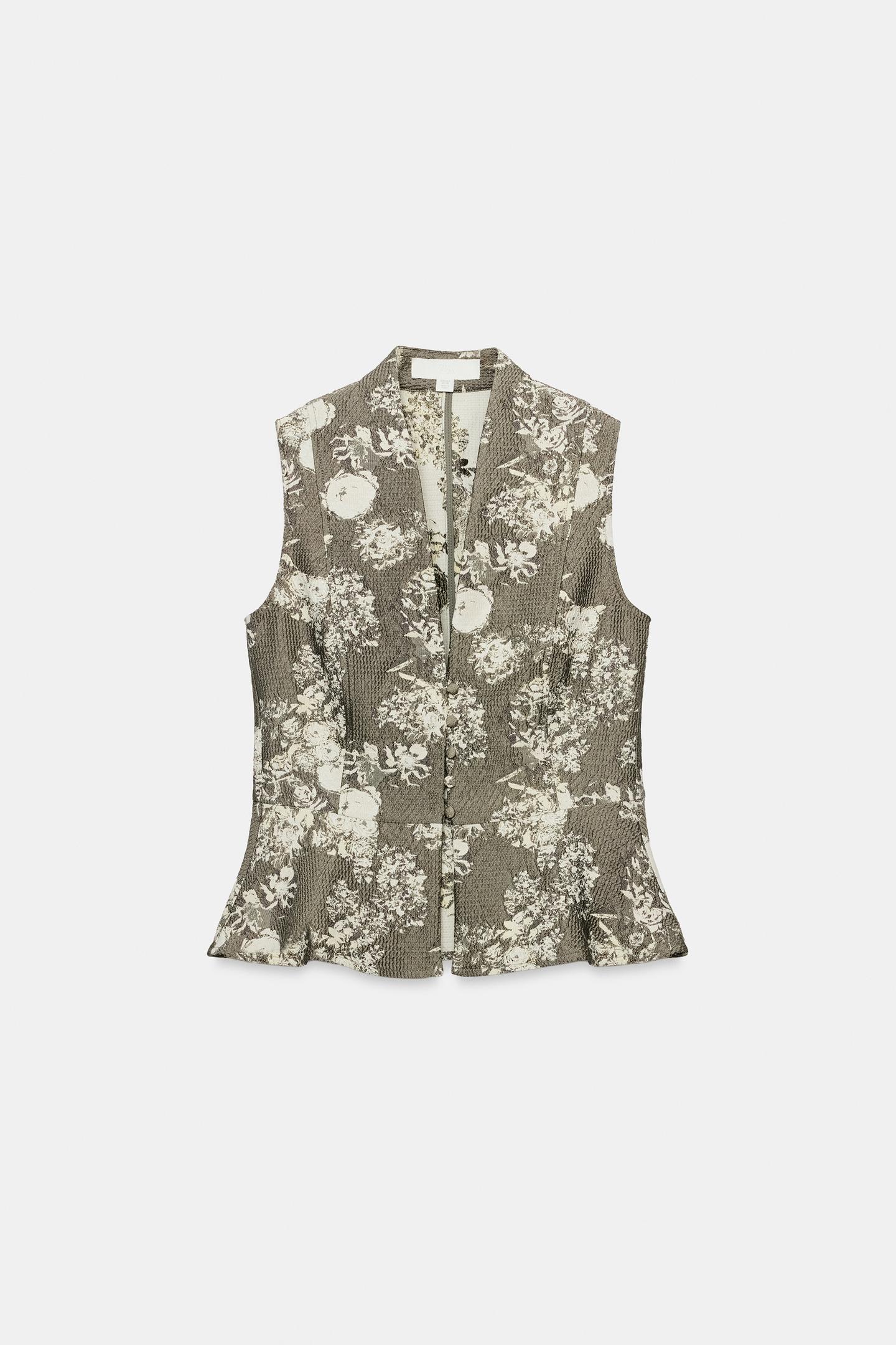 Женский жилет Zara Jacquard Vest, цвет: Серо-коричневый серый — фото 4