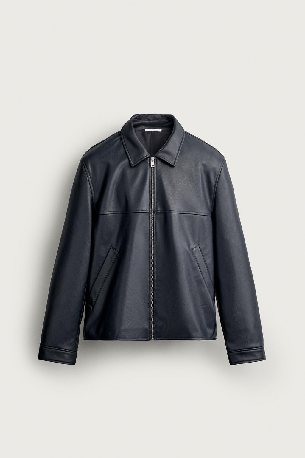 REGULAR FIT LEATHER-EFFECT JACKET
