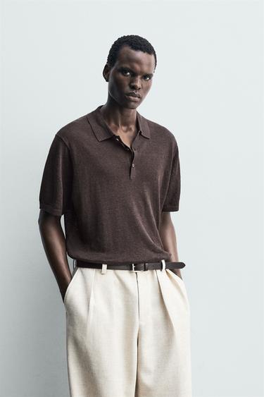 ΠΛΕΚΤΗ ΜΠΛΟΥΖΑ ΠΟΛΟ 100% ΛΙΝΟ - Καφέ του Zara