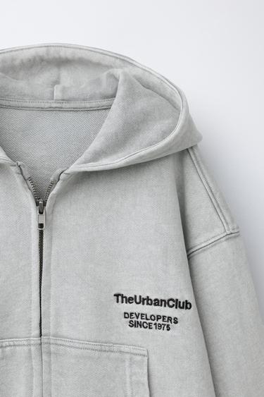 SWEAT ZIPPÉ À INSCRIPTION - Gris clair de Zara - Image 2
