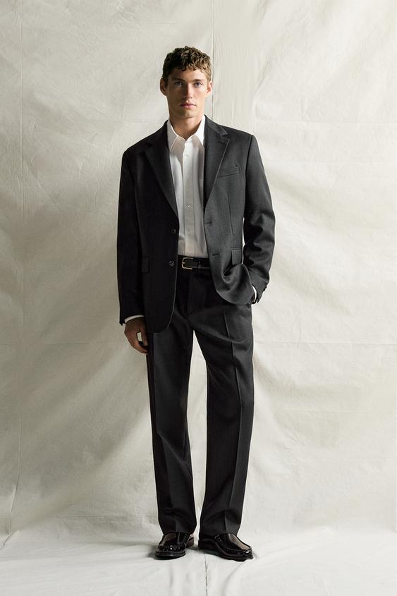 Zara MANTECO® 100% WOOL STRIPED SUIT BLAZER - Anthracite grey - Image 0