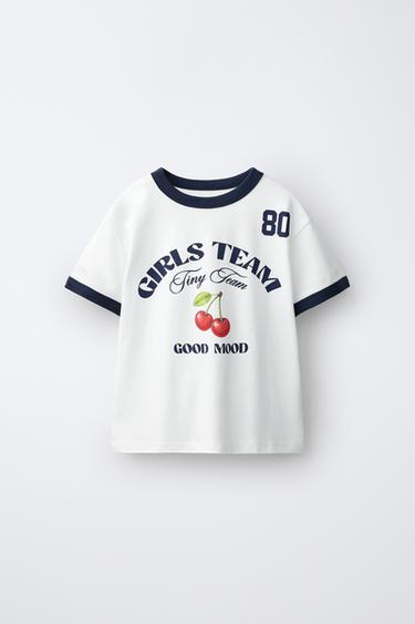 T-SHIRT À LISERÉS EN CONTRASTE - Blanc de Zara